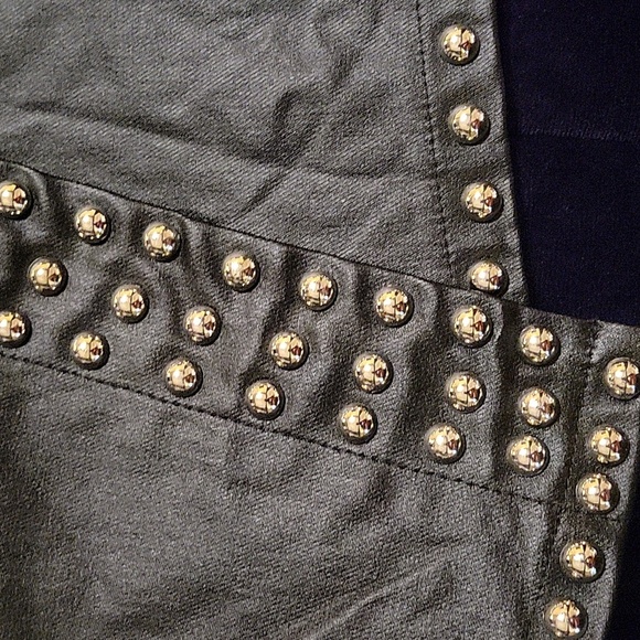 Black Faux Leather Studded Mini Skort - Picture 12 of 13